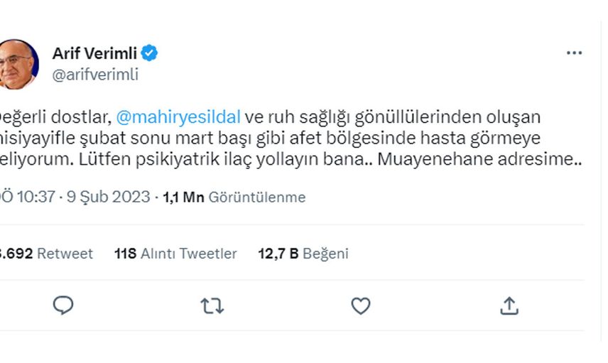 Arif Verimli tüm işini yarıda bıraktı deprem bölgesine koştu!