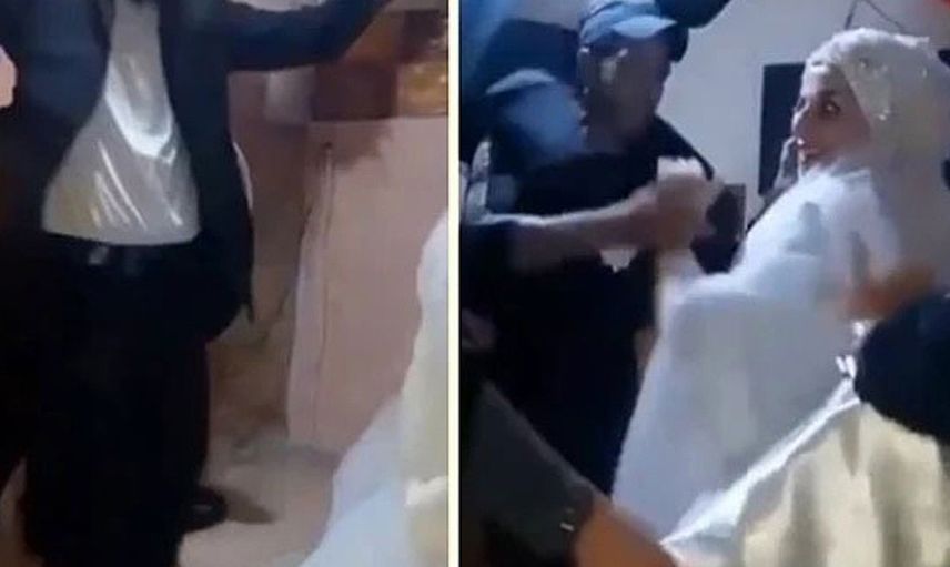 Gelini omzuna almak isterken öyle bir şey oldu ki insanlar düğün salonunu terk etti!
