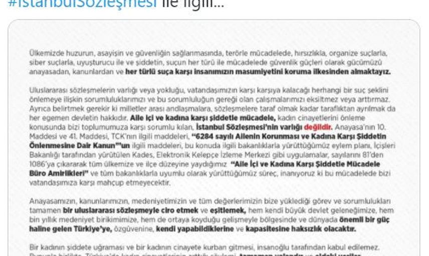 Bakan Soylu'dan İstanbul Sözleşmesi Açıklaması