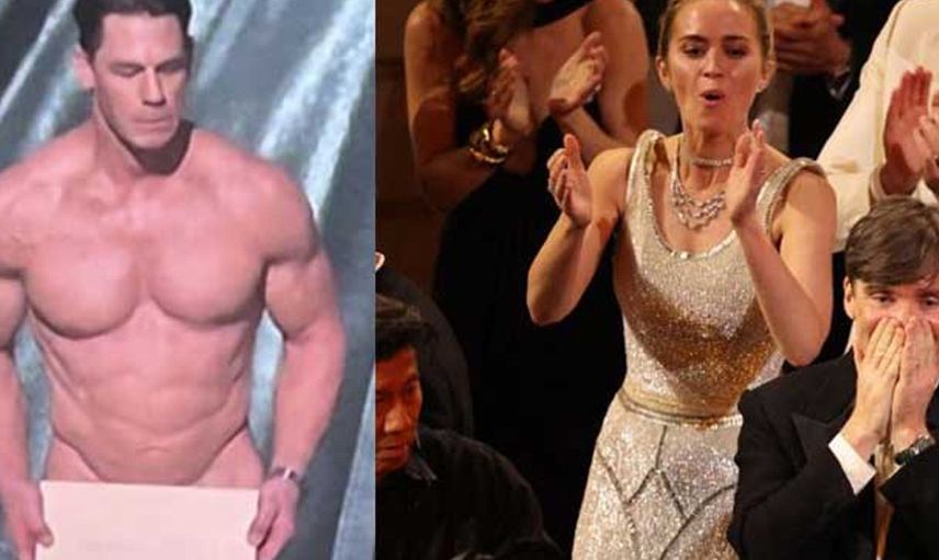 John Cena sahneye çıplak çıktı: Konuşma yapacakken üstüne perde giydirildi!