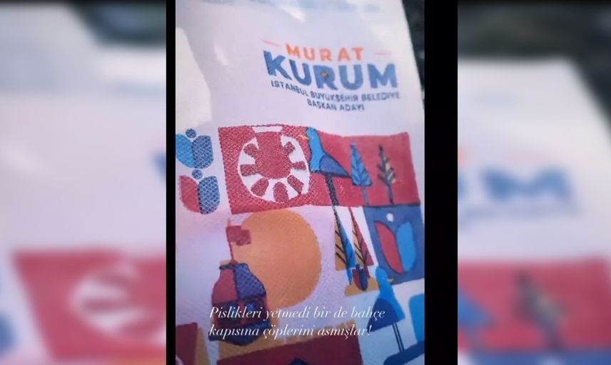 Murat Ünalmış'tan tepki çeken hareket: İBB Başkan adayı Murat Kurum'un afişlerini ve hediyelerini çöpe attı!