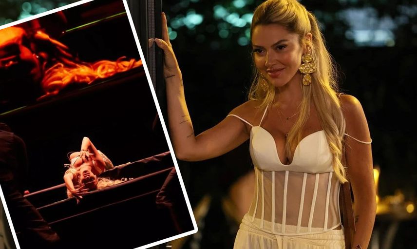 Hadise, erotik bulunarak yasaklanan dizi fragmanındaki pozlarının aynısını bu kez sahnede verdi! İşte o anlar…