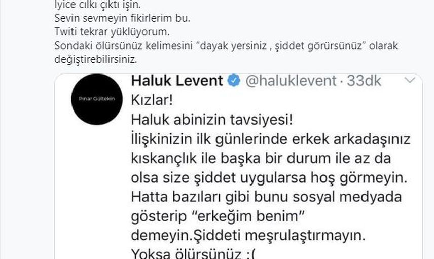 Haluk Levent'ten Tepki Çeken Pınar Gültekin Paylaşımı