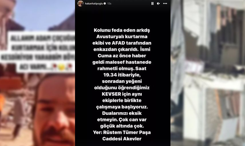 Hakan Hatipoğlu deprem bölgesinden ağlaya ağlaya paylaştı: Enkazdaki adam bebeğin kurtulması için kolunun kesilmesini kabul etti