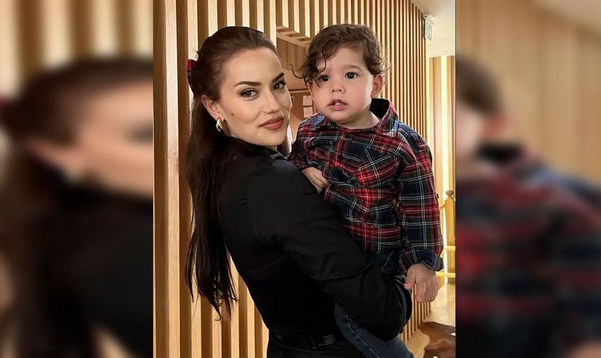 Güzel oyuncu Fahriye Evcen 13 aylık oğluyla sette: Bakın küçük Özçivit kime benzetildi!