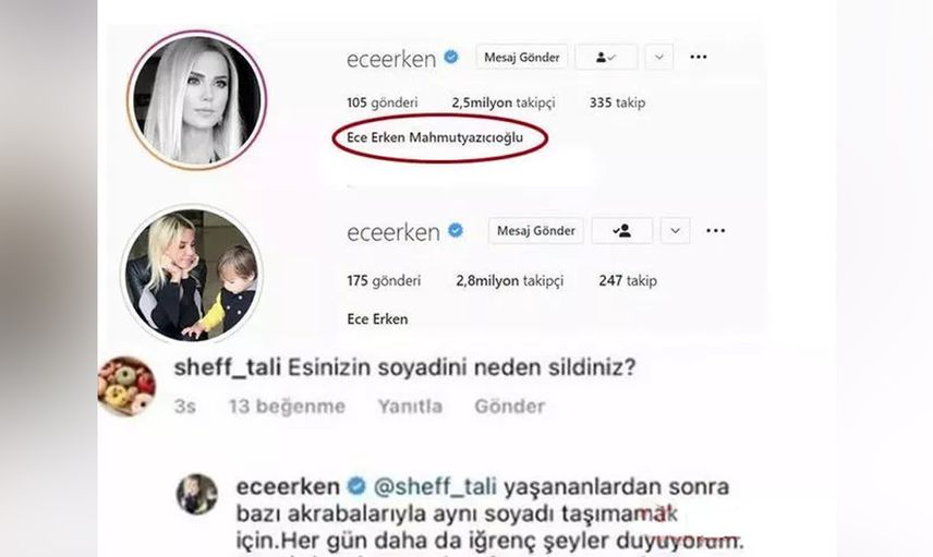 Soyadını sildi