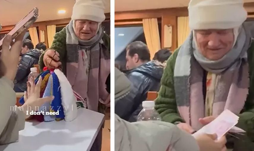 İyi insanlar hala var! Bir turist örgü lif satan yaşlı kadına 75 lira yerine 1750 lira ödeyince... O anlar viral oldu!