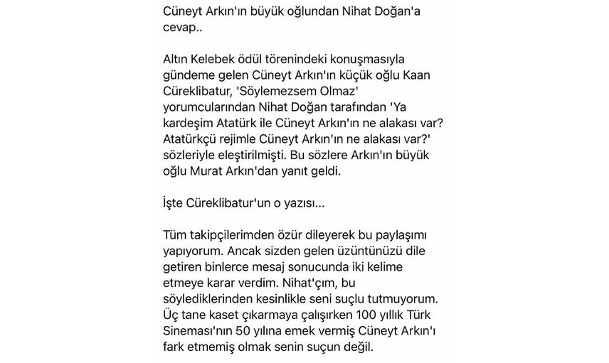 Nihat Doğan'dan Cüneyt Arkın'a hadsiz sözler! Murat Arkın, Doğan'ı yerden yere vurdu