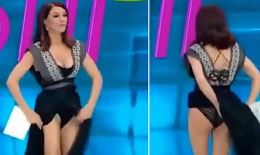 Canlı yayında örümcek girdi diyerek üstünü soydu
