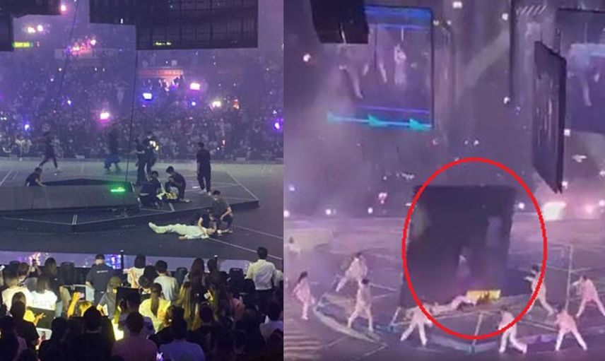 Konserde büyük facia! Şarkı söylediği esnada üzerine dev ekran düştü o kaza anbean kameralara yansıdı