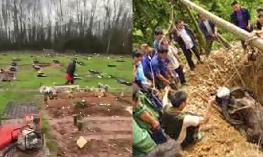Mezarlıkta korku dolu anlar: Cenaze bir anda tabuttan fırladı