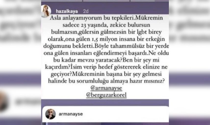 Hazal Kaya’dan Mükremin’e tam destek! Ünlü oyuncu Mükremin’e tepki verenleri topa tuttu