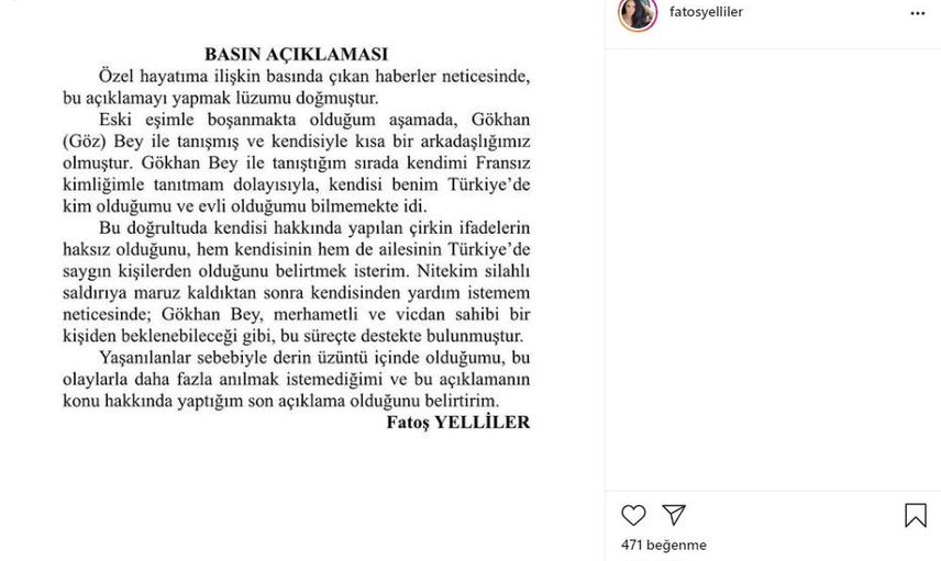 Fatoş Yelliler'den Aşk İddialarına Yanıt: 'Evli Olduğumu Bilmiyordu'