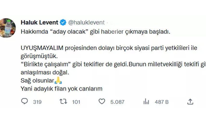 Haluk Levent adaylık iddialarına açıklama yaptı yer yerinden oynadı
