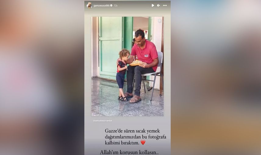 Gamze Özçelik’ten kalpleri ısıtan paylaşım: Gazze’deki sivillere sıcak yemek dağıttı