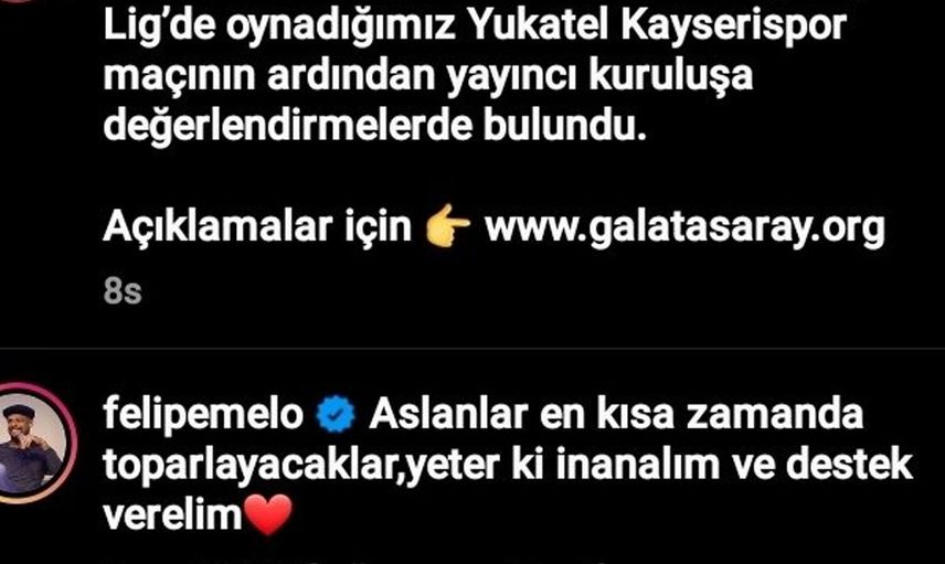 Galatasaray'ın Eski Yıldızı Felipe Melo'dan Galatasaray'a Destek Paylaşımı Geldi!