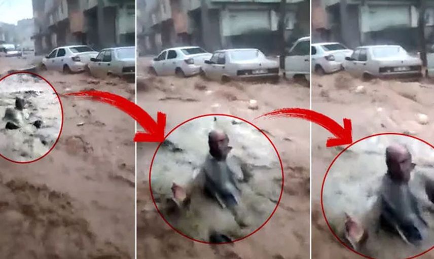 Rezilliğin de böylesi! Sel sularına kapılan adama yardım eli uzatmak yerine videoya çekti