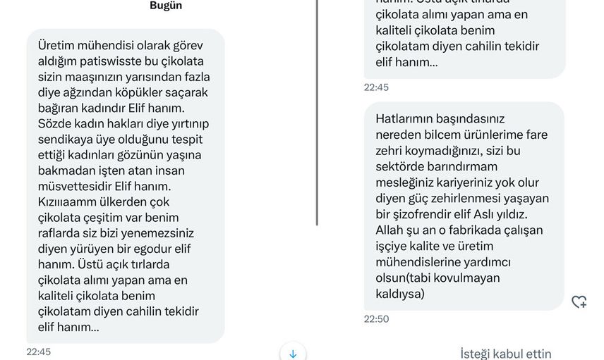 Meğer ilk tehdidi değilmiş: Patiswiss markasının CEO’su Elif Aslı Tunaoğlu’nun onlarca mesajı ifşa oldu