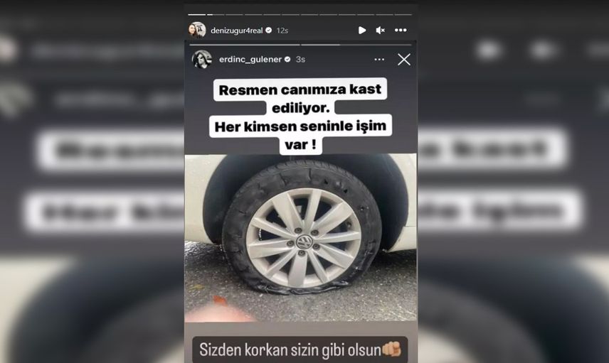 Deniz Uğur lastiğinin halini paylaştı: Birileri kesmemiş mi sizce?