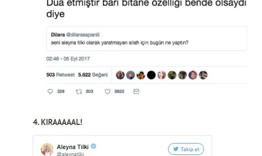 Aleyna Tilki'nin Kendini Beğenmiş Tuhaf Paylaşımları
