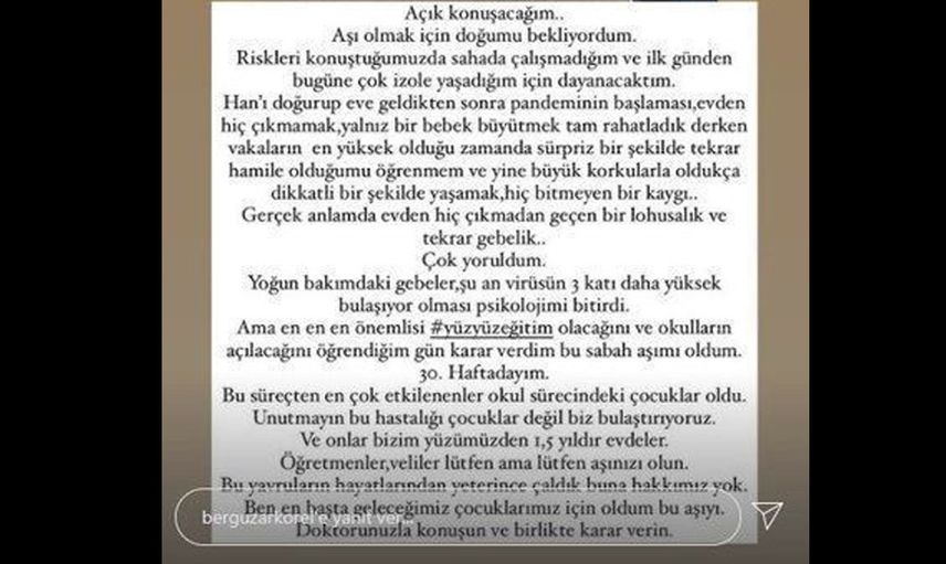 Hamile Olan Bergüzar Korel, Aşı Olduğu Anları Paylaşarak İnsanlara Seslendi