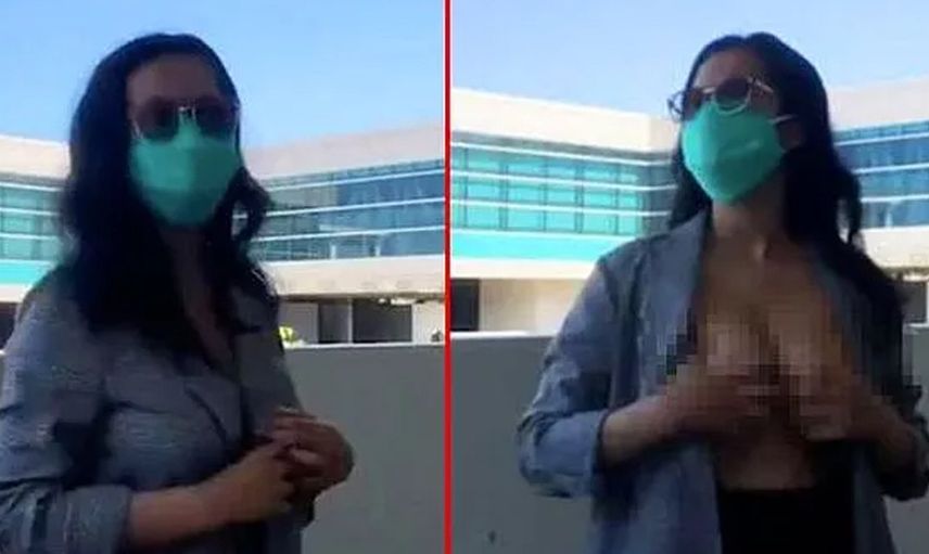 Endonezya'da Havalimanında Bir Kadın Önce Göğüslerini Açtı Sonra Masturbasyon yaptı