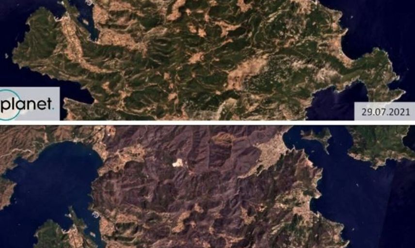 Orman Yangınlarının Tahrip Ettiği Alanların Uydu Görüntüsü Paylaşıldı