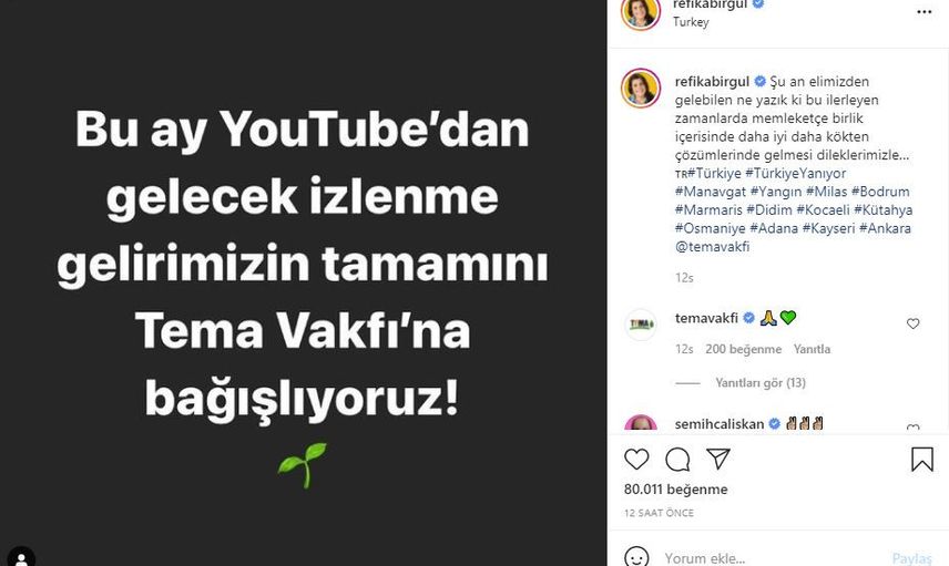 Ünlü İsimler Harekete Geçti! Tema Vakfı'na Bağış Kampanyası Başladı