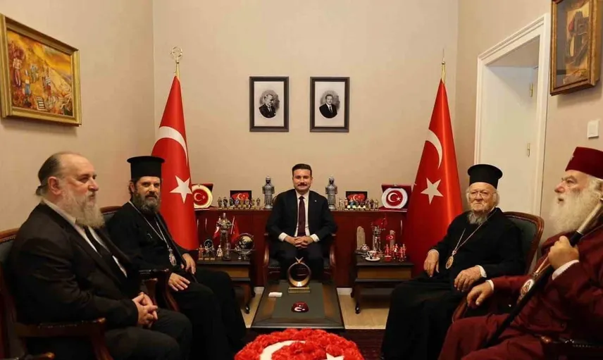 Fener Rum Patriği Bartholomeos, Gökçeada Kaymakamı'nı ziyaret etti