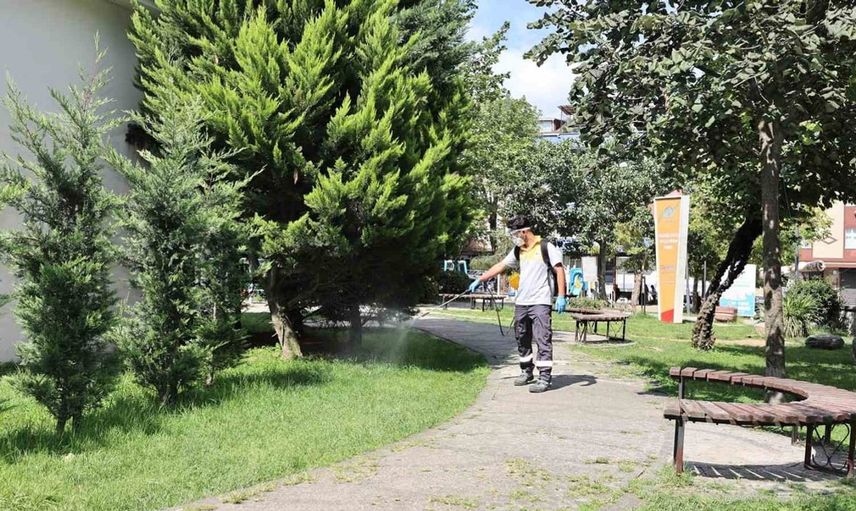 Sultangazi'de yeşil alanların ilaçlama çalışmaları devam ediyor