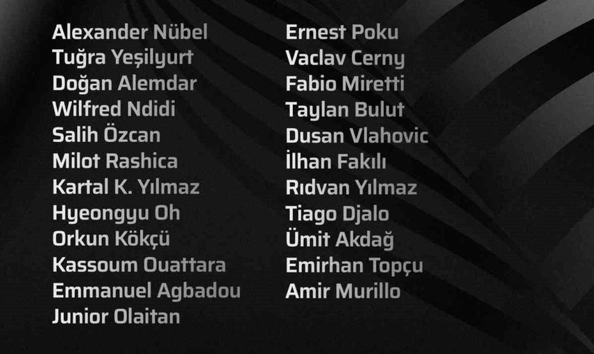Beşiktaş'ın Amed Sportif Faaliyetler maçı için kamp kadrosu açıklandı