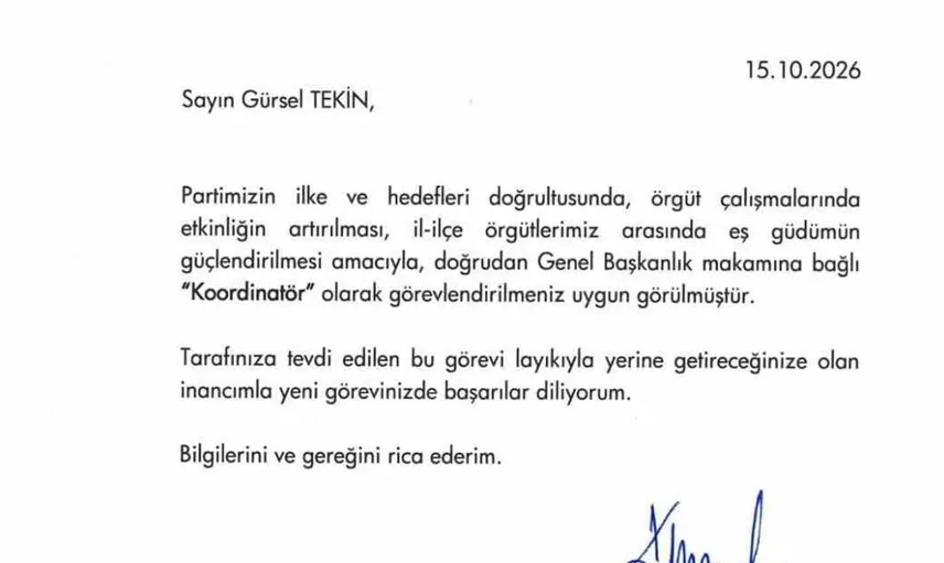 Gürsel Tekin yeni göreviyle CHP'de önemli bir rol üstlendi