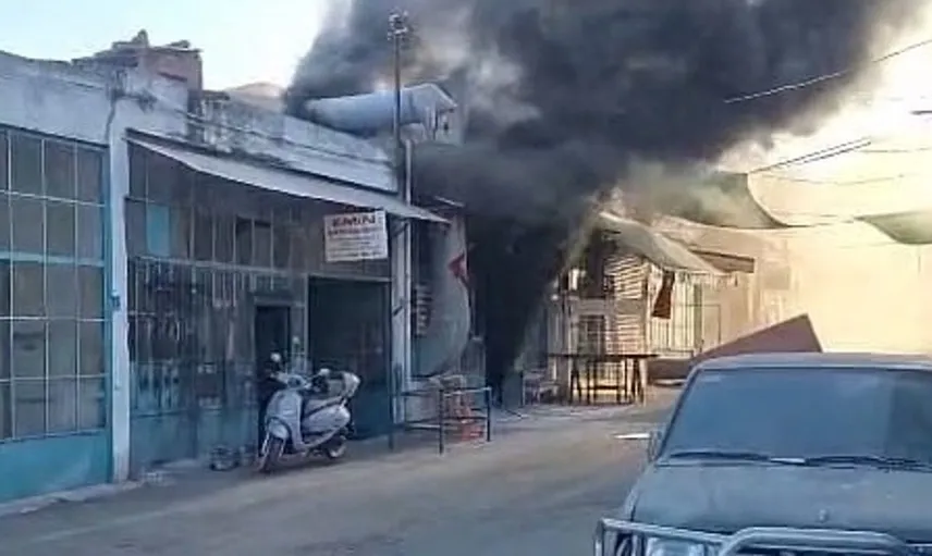 Süleymanpaşa'da kapalı cila boya atölyesinde yangın alarmı