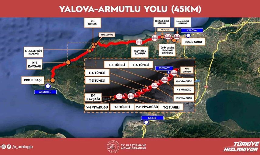 Yalova-Armutlu yolu yarın hizmete açılıyor