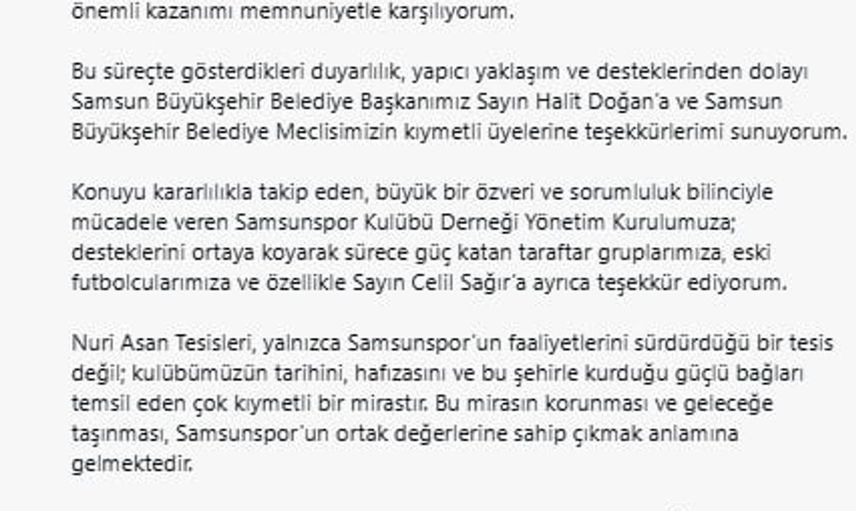 Yüksel Yıldırım'dan Nuri Asan Tesisleri açıklaması: Birlik ve dayanışma önemli