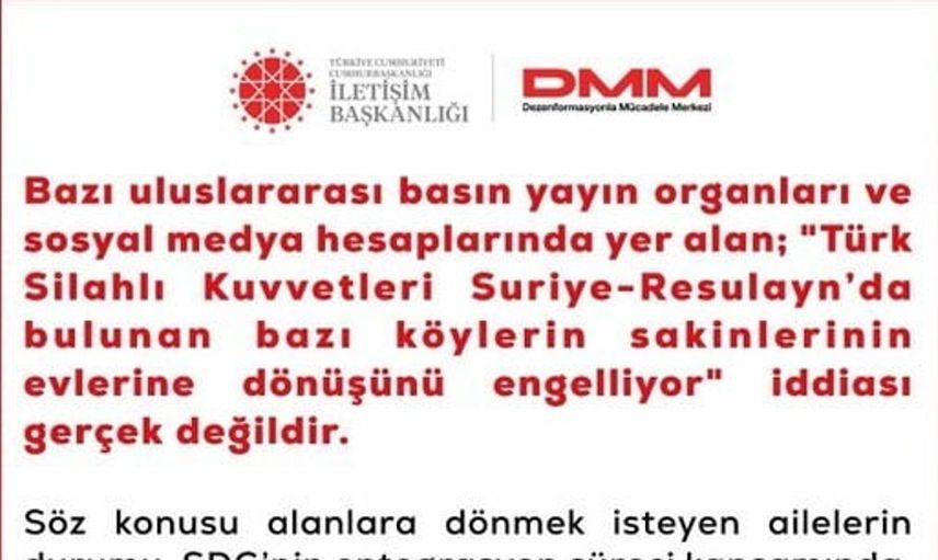 DMM, Türk Silahlı Kuvvetleri'ne yönelik asılsız iddiaları yalanladı