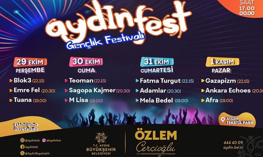 Aydınfest gençlik festivali 29 Ekim'de kapılarını açıyor