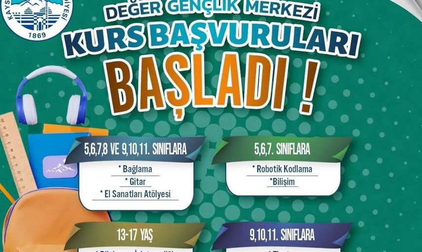 Kayseri'de gençlere özel kurs imkanları başladı: Değer Gençlik Merkezi'nde ücretsiz eğitim fırsatları