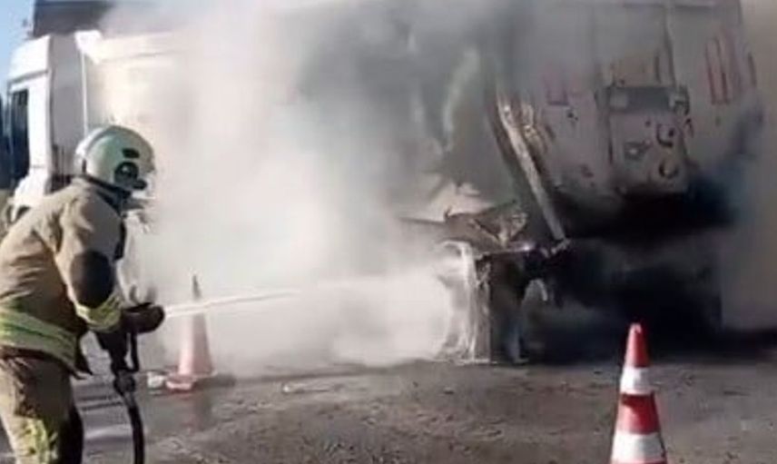 Kahramanmaraş'ta kamyonda yangın çıktı