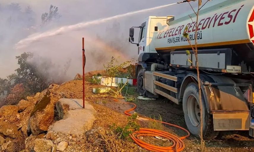 Çine'deki yangına Efeler Belediyesi'nden saha desteği