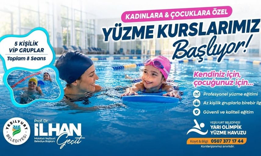 Yeşilyurt Belediyesi'nden yüzme kurslarıyla sağlıklı yaşam fırsatı