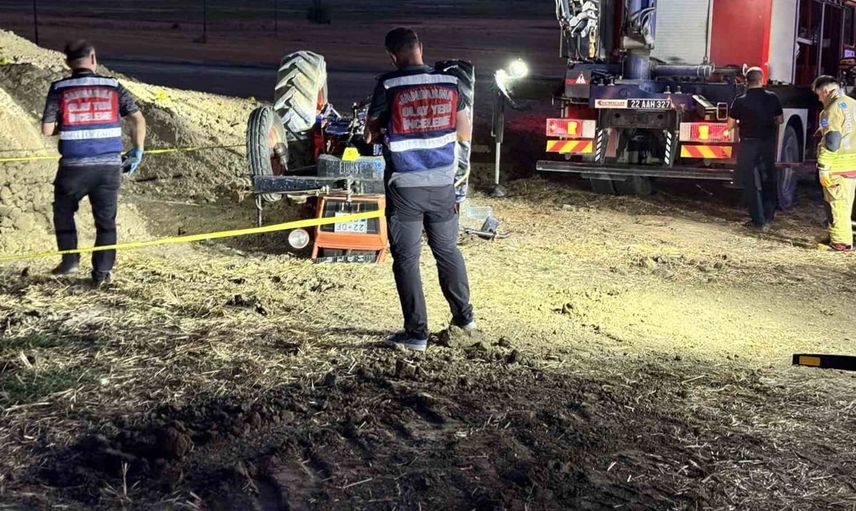 Edirne’de devrilen traktörün altında kalan çift hayatını kaybetti