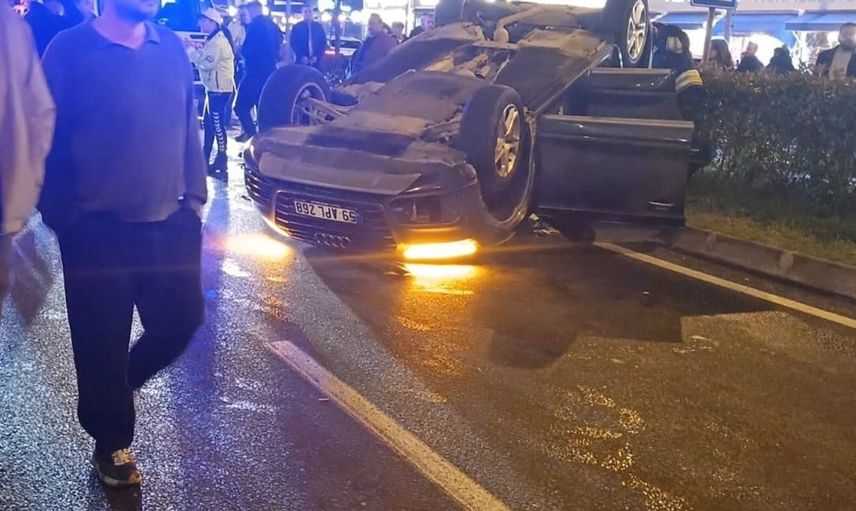 Çorlu'da kaza yaptıktan sonra takla atan otomobilin sürücüsü ve yolcusu yaralandı