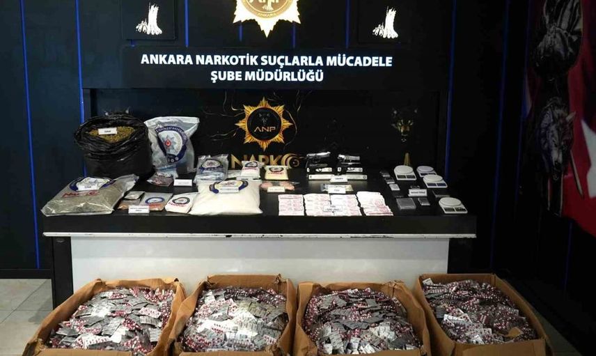 Ankara'da uyuşturucu operasyonu: 614 bin 330 sentetik ecza ele geçirildi