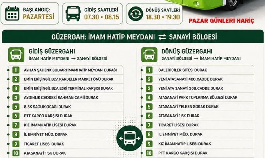 Niğde Belediyesi, sanayi çırakları için ücretsiz ulaşım hizmeti sunuyor