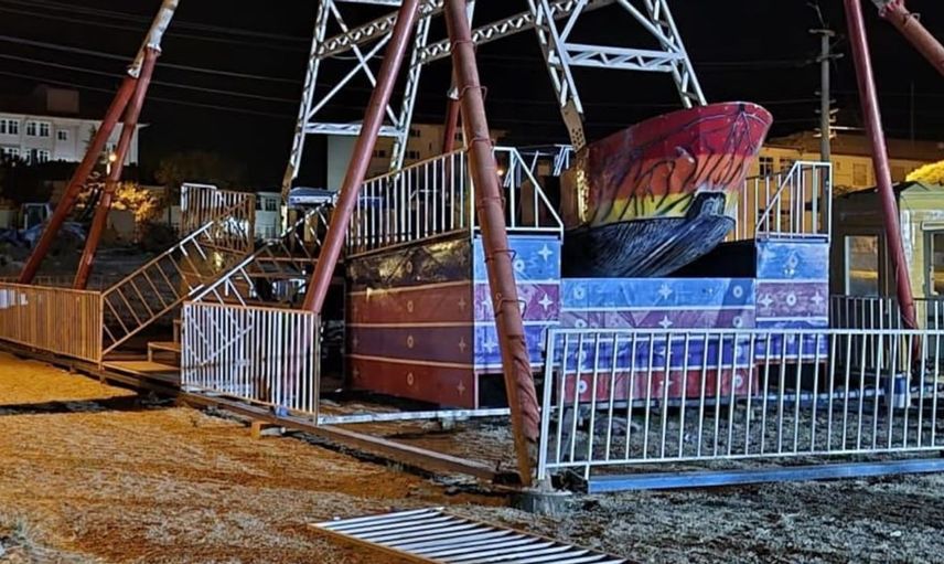 Kırşehir'de lunaparkta gondoldan düşen işçi hastanelik oldu