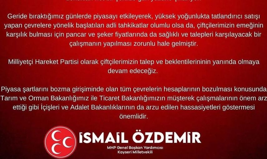 İsmail Özdemir: çiftçilerin yanında olmayı sürdüreceğiz
