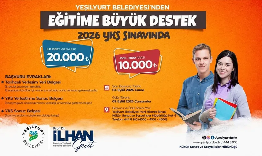 Yeşilyurt Belediyesi, eğitimde başarıyı ödüllendiriyor