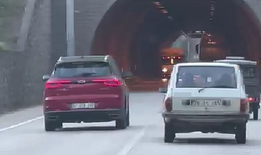 Tünel içinde hatalı sollama trafik güvenliğini tehlikeye attı
