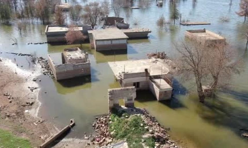Su altında kalmış köyde leylekler yuva yapıyor, balıkçılar keyifli anlar yaşıyor